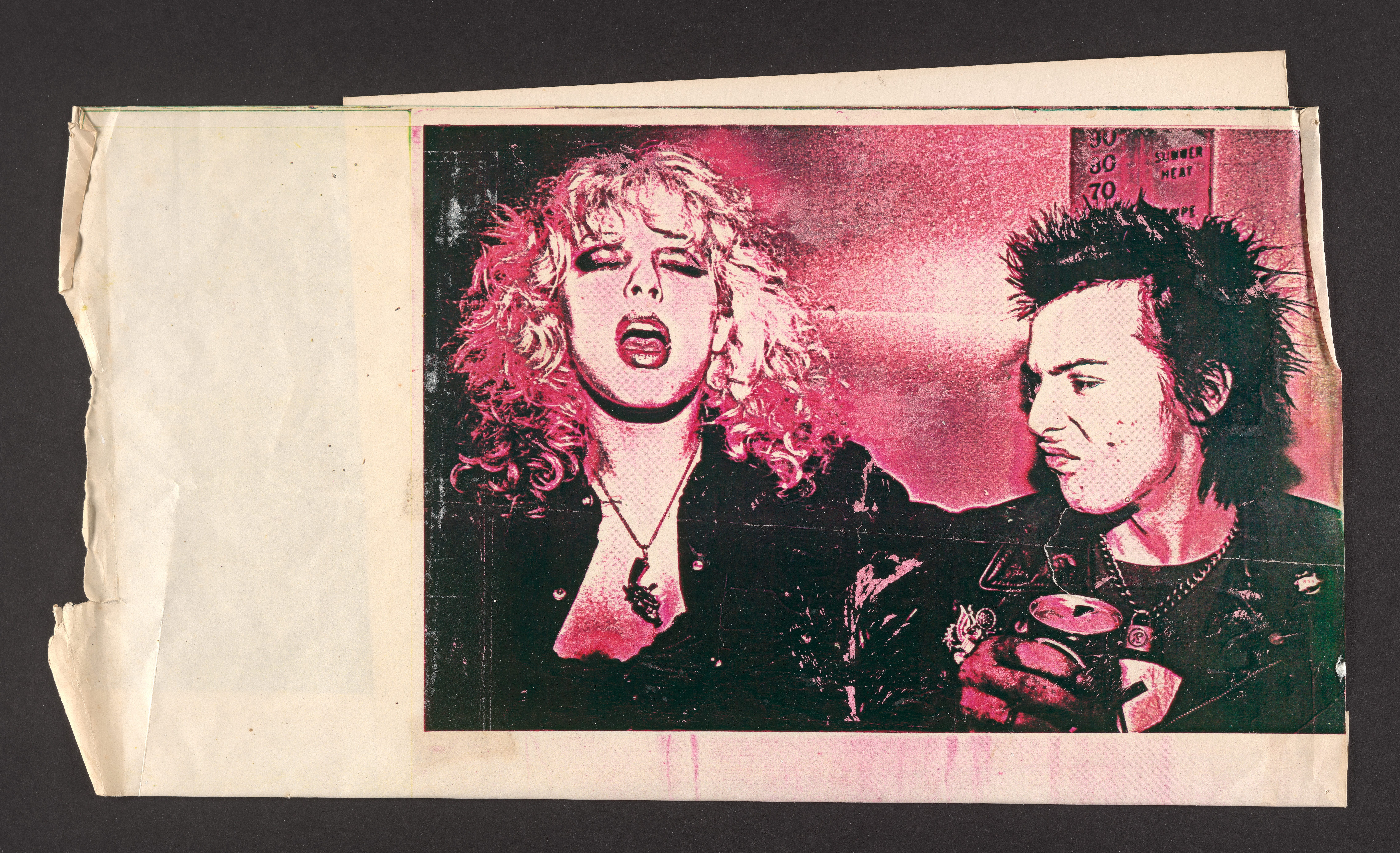 Original paper flyers and promotional materials from the punk era